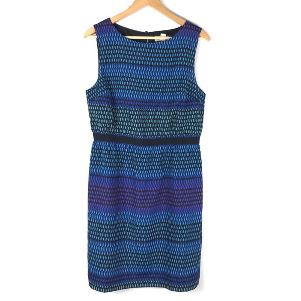 Ann Taylor LOFT Dress Blue Geometric Medium